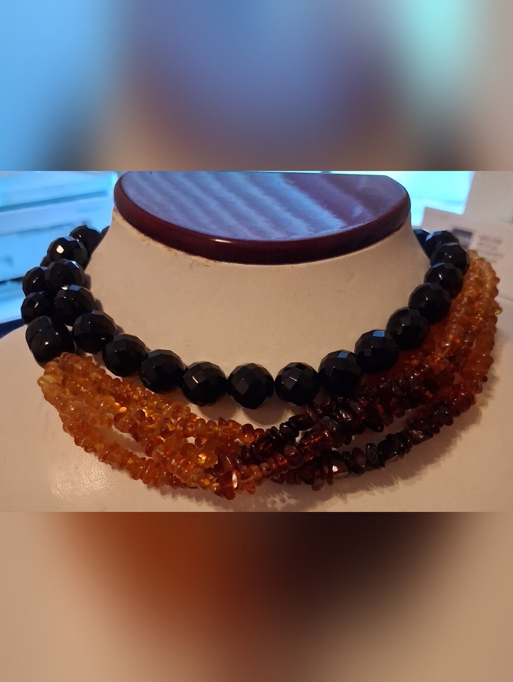 Jay King Mine Finds DTR Black Agate Necklace & Golden & Baltic Amber Bracelet